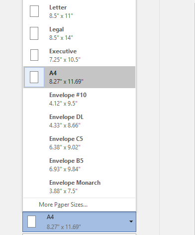 Paper Sizes