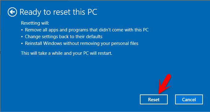 Reset Windows 10 PC without Losing Personal Files - 14