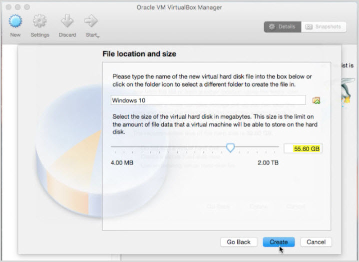 Choose File Location and Disk Size