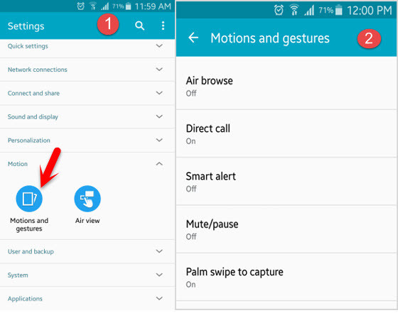 use motions and gestures on Android Device  wikigain - 86