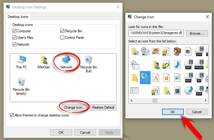 how to change icon picture win10