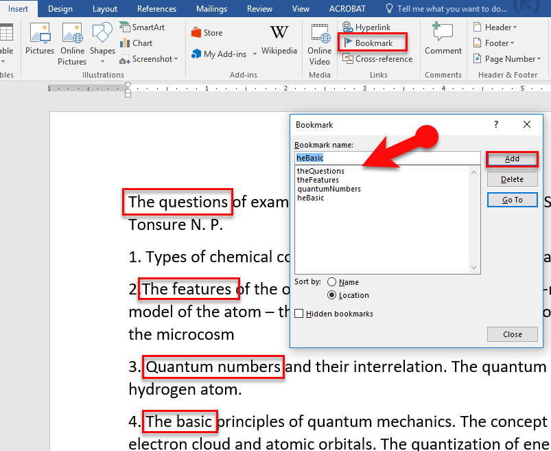 Insert Bookmarks And Cross Reference In Microsoft Word 2016 Wikigain