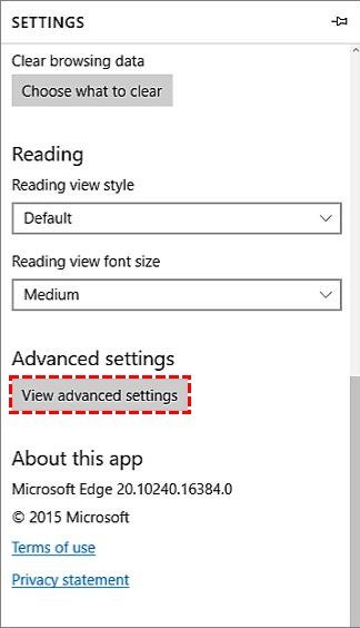 Click On View Advanced Settings