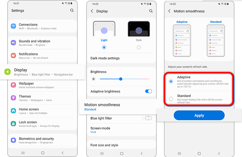 Steps To Change Refresh Rate On Samsung Phone