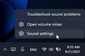 Open Sound Settings