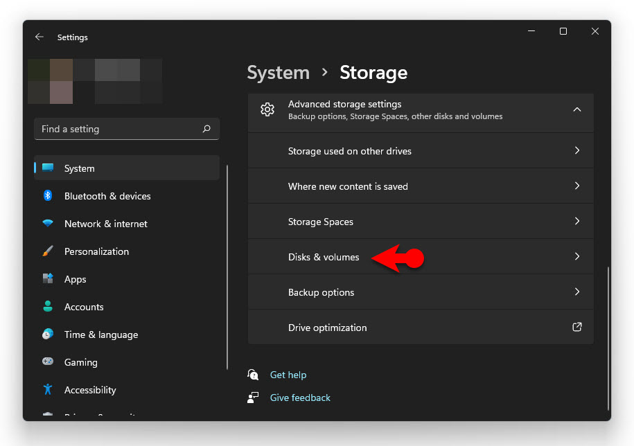 1 Open Disk And Volume Settings