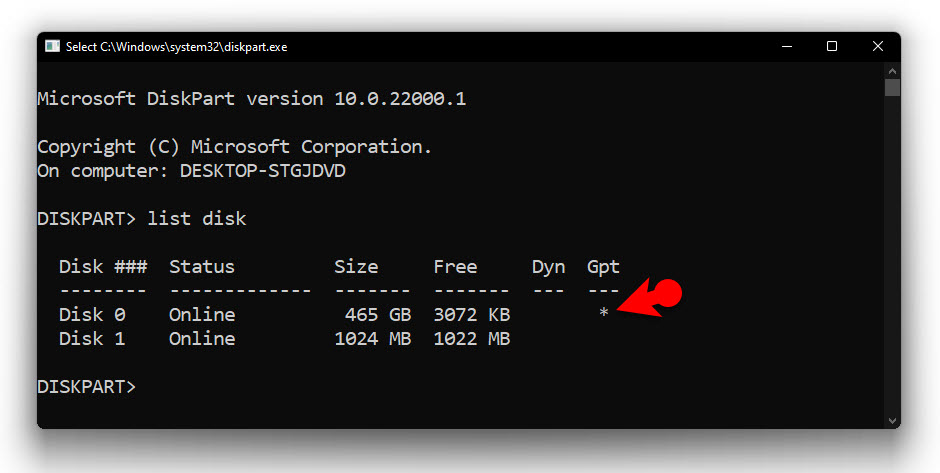 Check If The Disk Is Gpt Or Mbr Using The Cmd