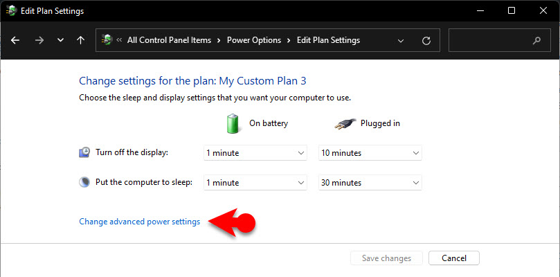 Change Advanced Power Settings