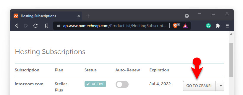Go To Cpanel