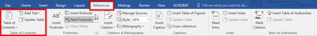 Créer Un Contenu De Table Dans Microsoft Office Word 2016