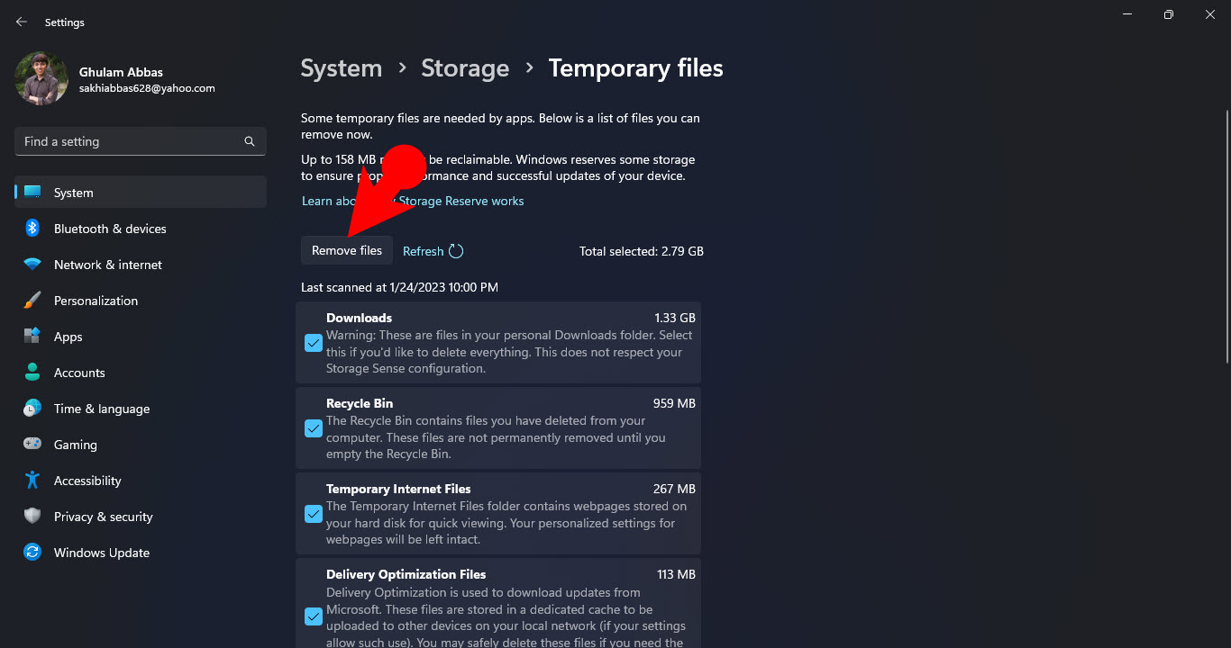 Remove Files Using The Settings App