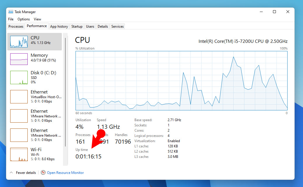 Check Cpu Up Time