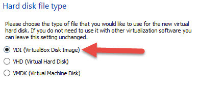 Select Hard Disk Type