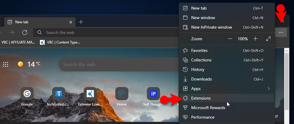 Access The Extensions In Microsoft Edge