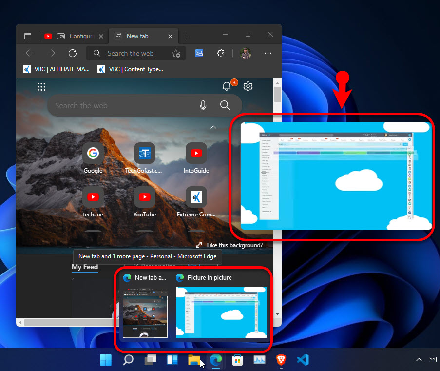 Picture In Picture Mode Activated In Microsoft Edge