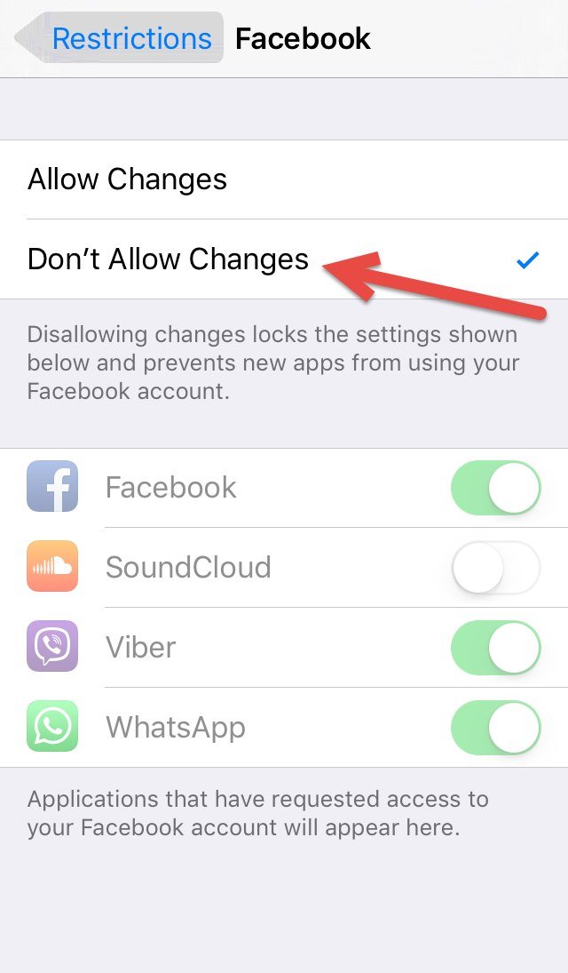 Tap On Dont Allow Changes
