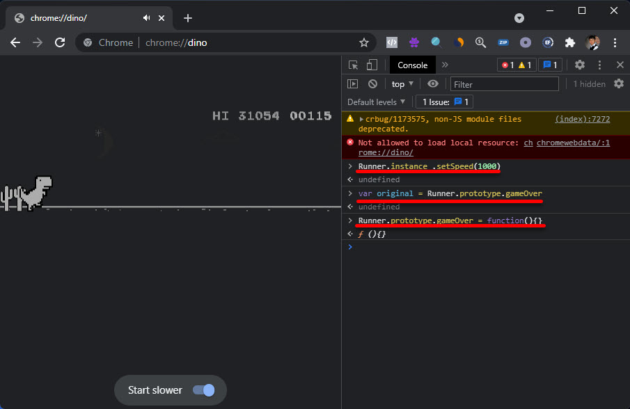 Hacking The Dino Game In Google Chrome