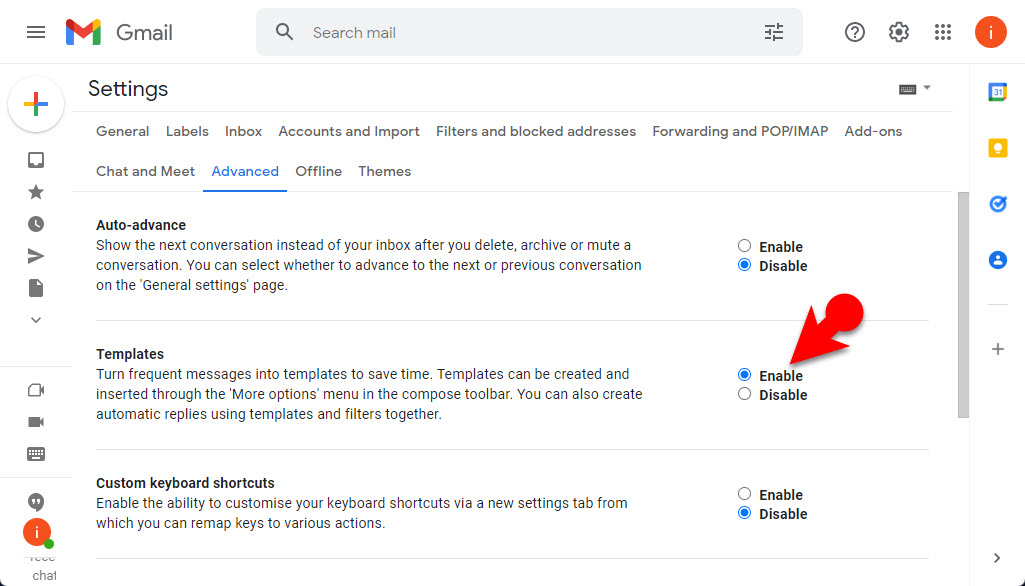 Enable Template In Gmail