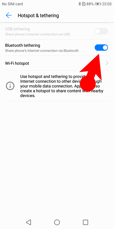 Enable Bluetooth Tethering