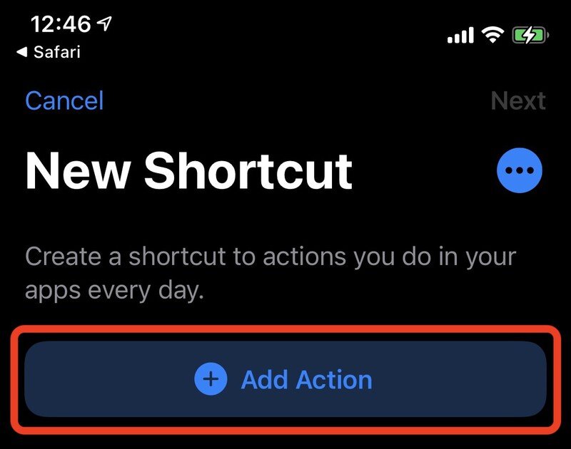 Add Action Shortcut