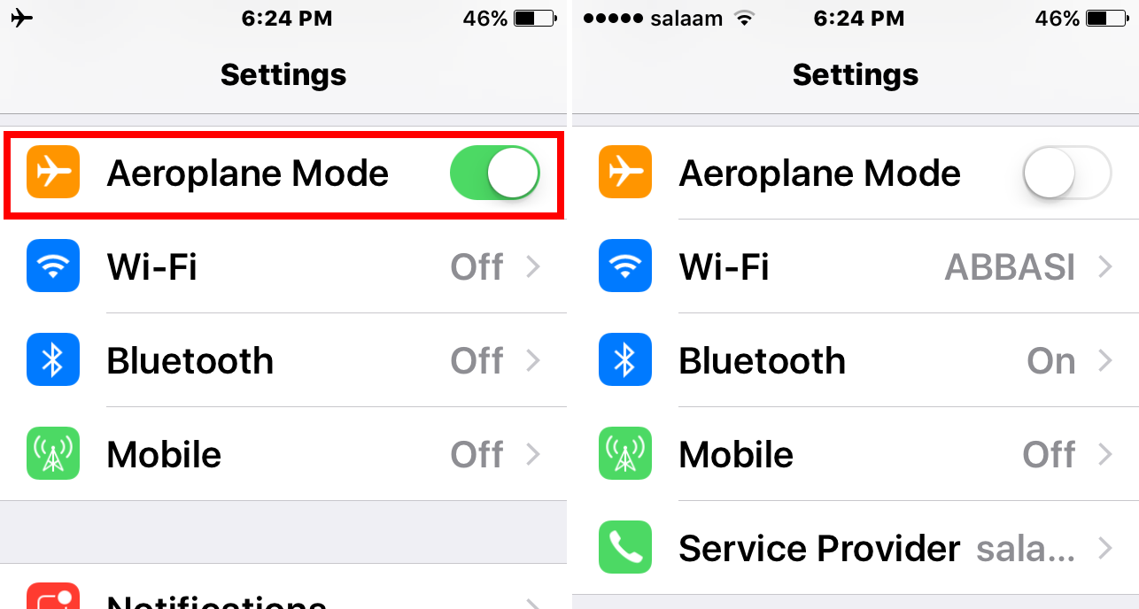 Toggle Airplane Mode