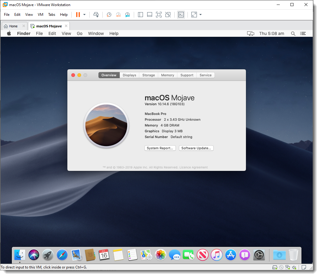 Macos Mojave Installé Avec Succès Sur Vmware