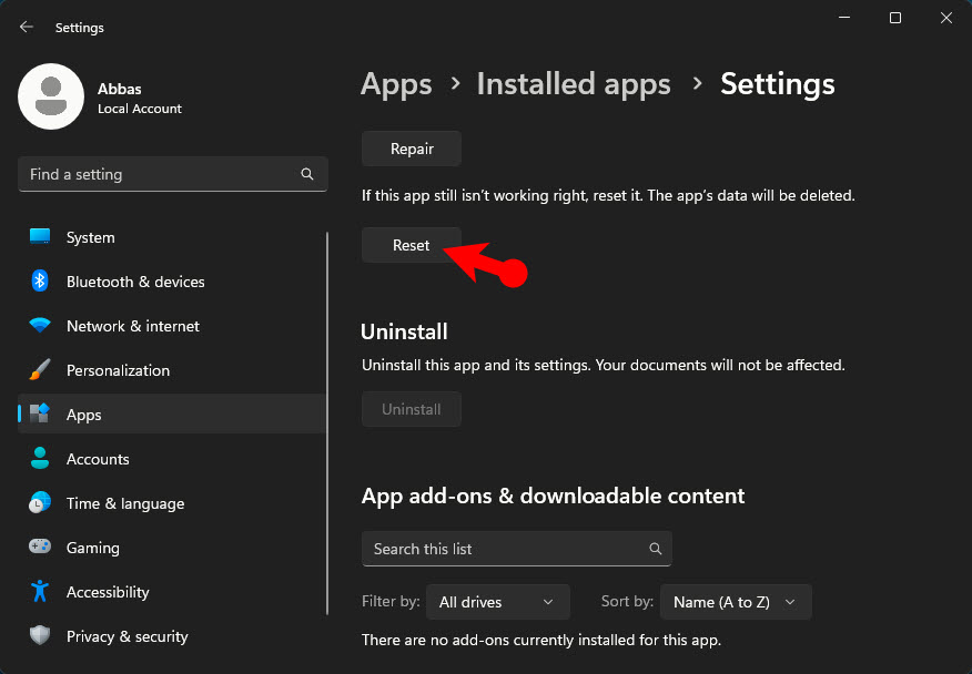 Réinitialiser L'Application Paramètres Dans Windows 11