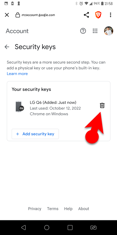 9 Remove The Security Key