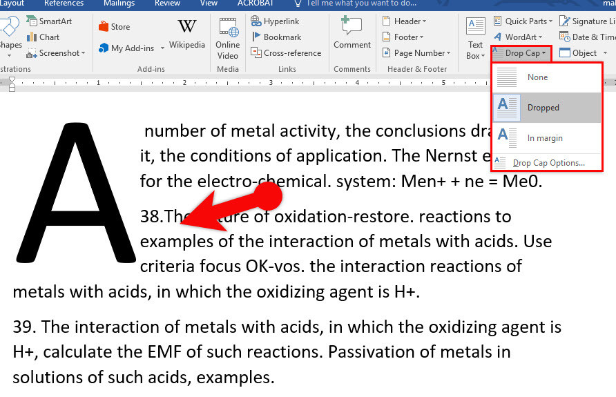 Insérer Wordart Et Ajouter Une Lettrine Dans Microsoft Word 2016