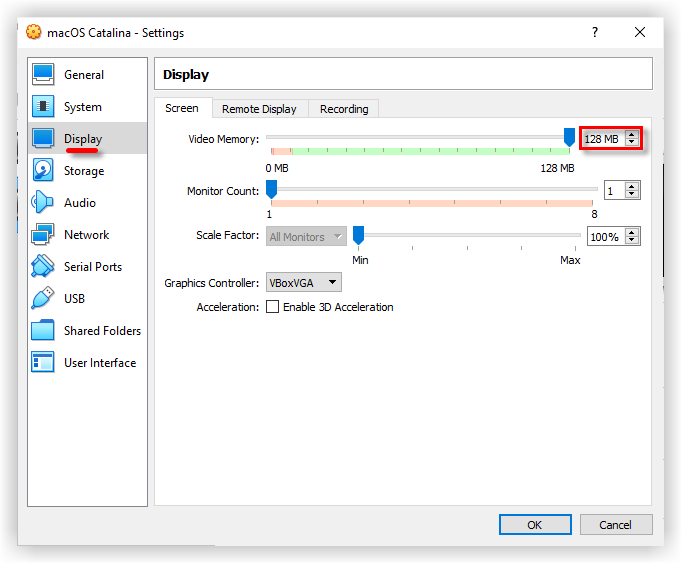 Increase Catalina Video Memory