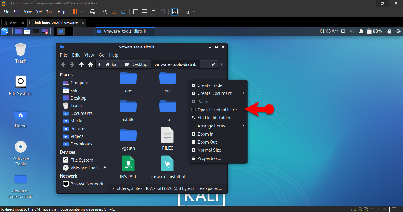 Installer Les Outils Vmware Dans Kali Linux