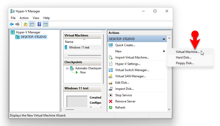 Create A New Virtual Machine In Hyper V