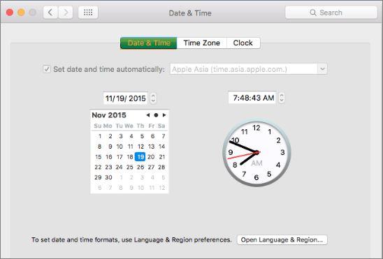 Configuration De La Date Et De L'Heure Mac