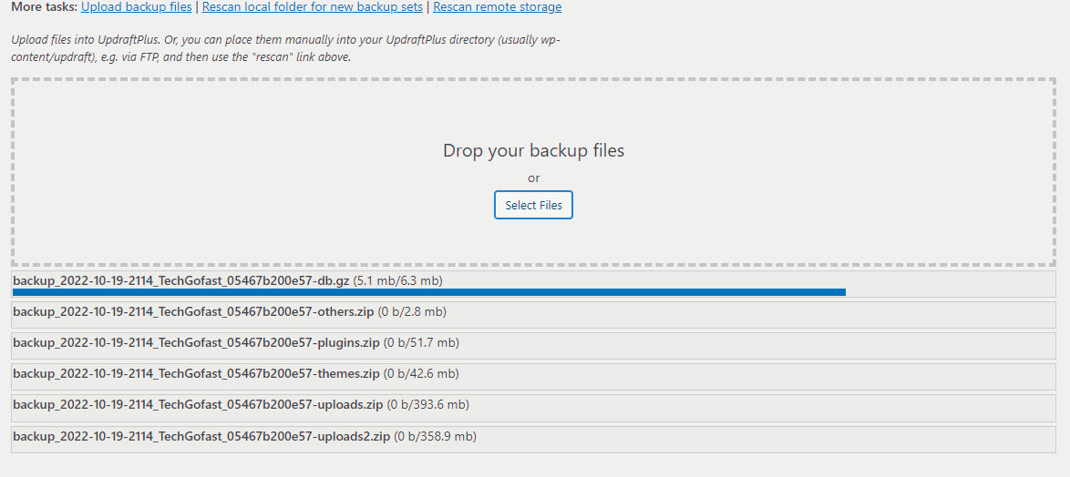 Uploading Website Backup