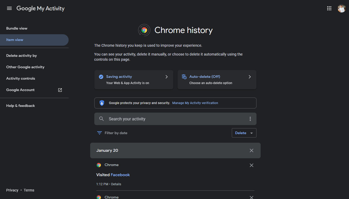 Google Chrome Search History Inside The Google My Activity