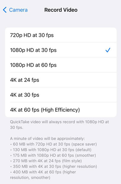 Record Video Settings On Iphone