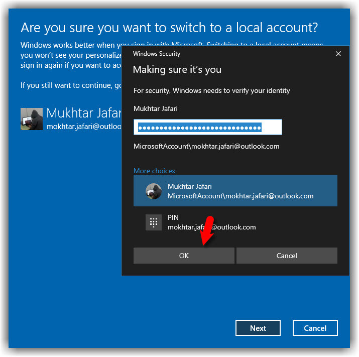 Switch To A Local Account
