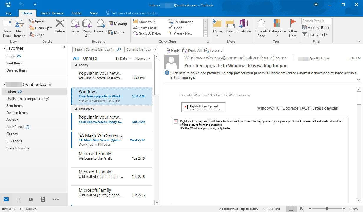 Configured Microsoft Outlook 2016 2
