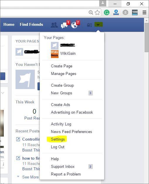 Go To Settings On You Fb Account