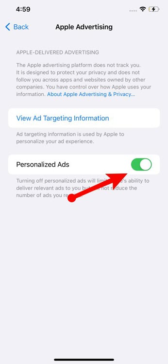 Deaktivieren Sie Personalisierte Werbung Auf Dem Iphone