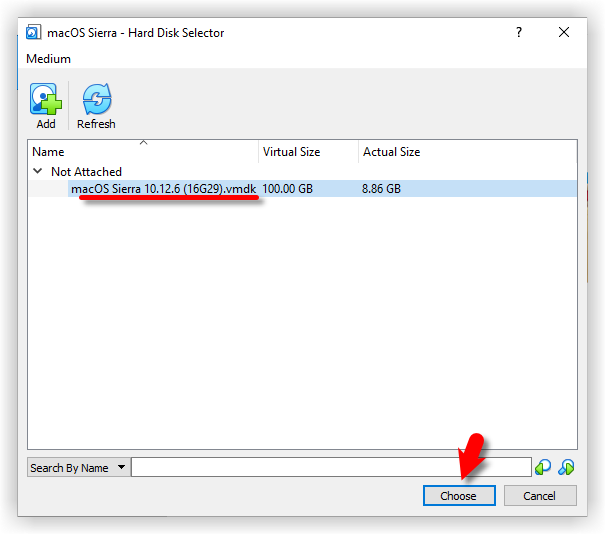 Attach macOS Sierra VMKD Image