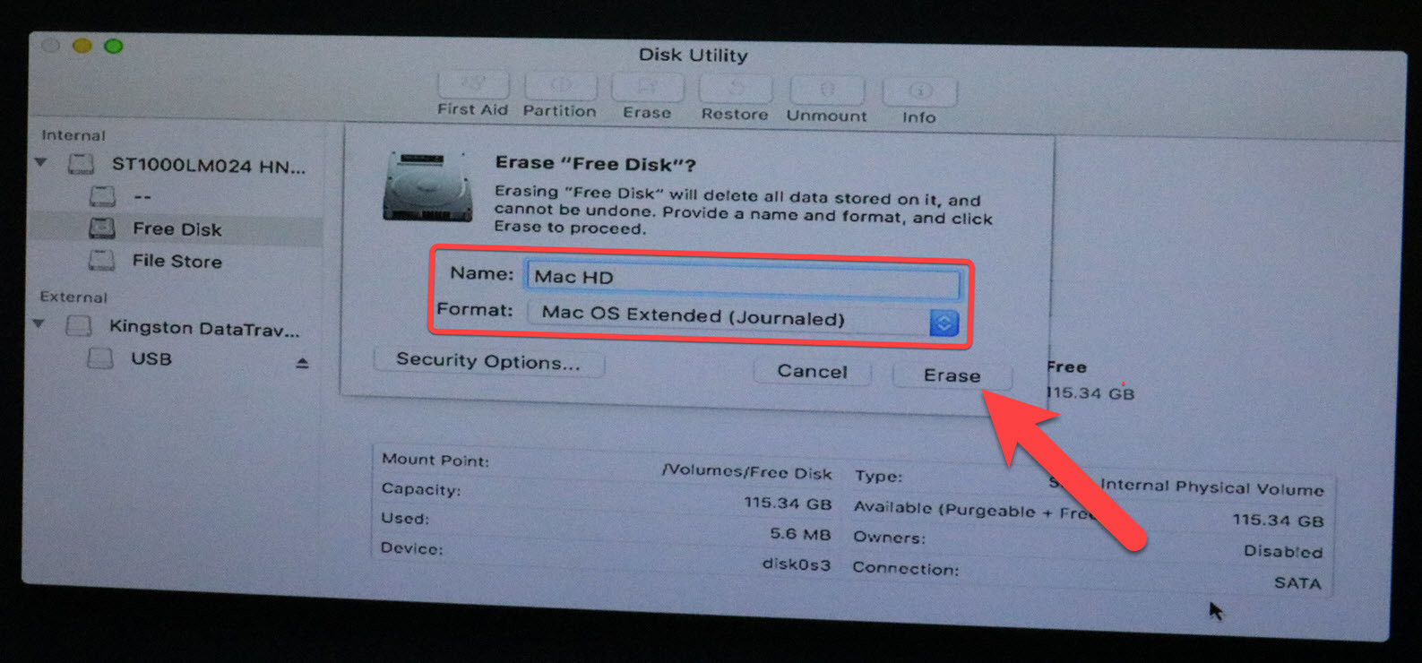 erase process has failed mac internal hard drive