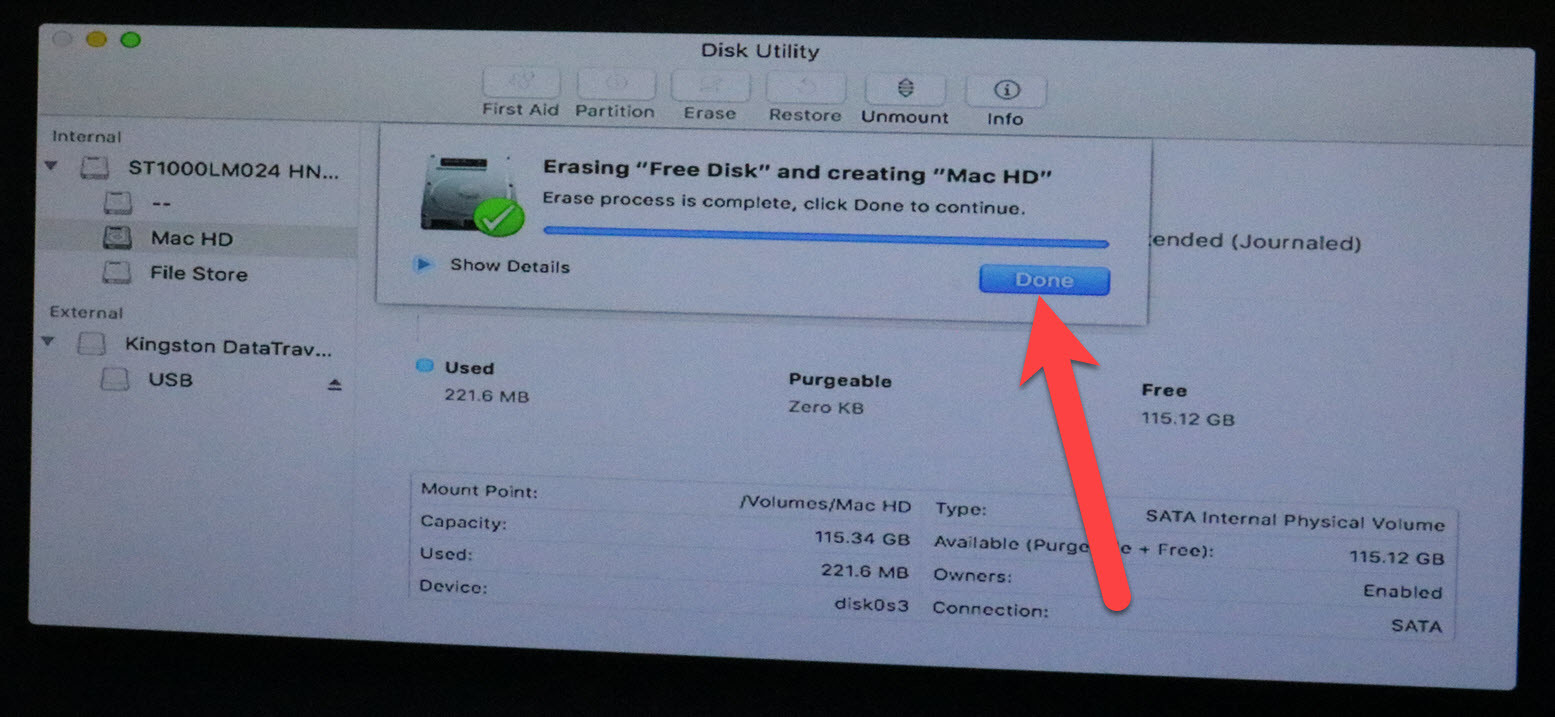 mac disk utility erase failed