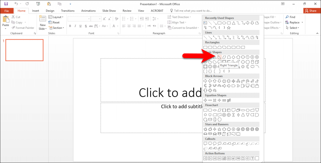 How to Create a Slide with Custom Shapes on PowerPoint 2016?