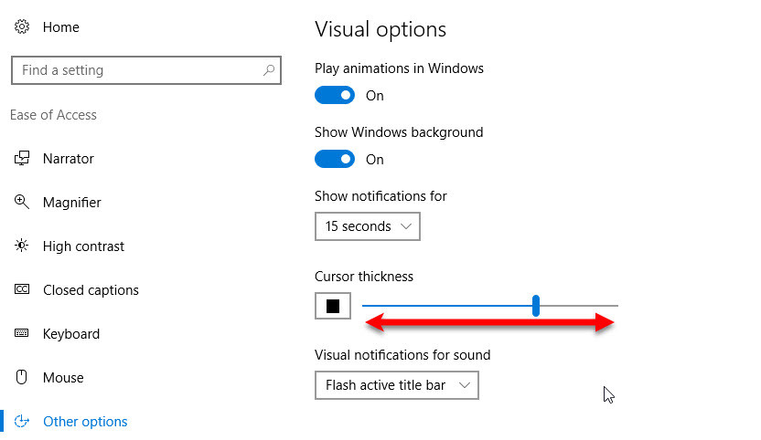 disable cursor animation in office 2016