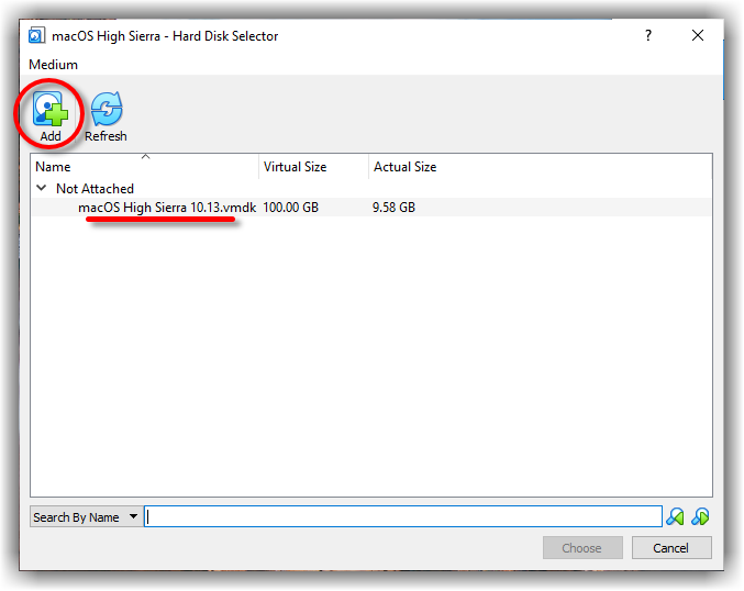 Attach macOS High Sierra VMDK Image