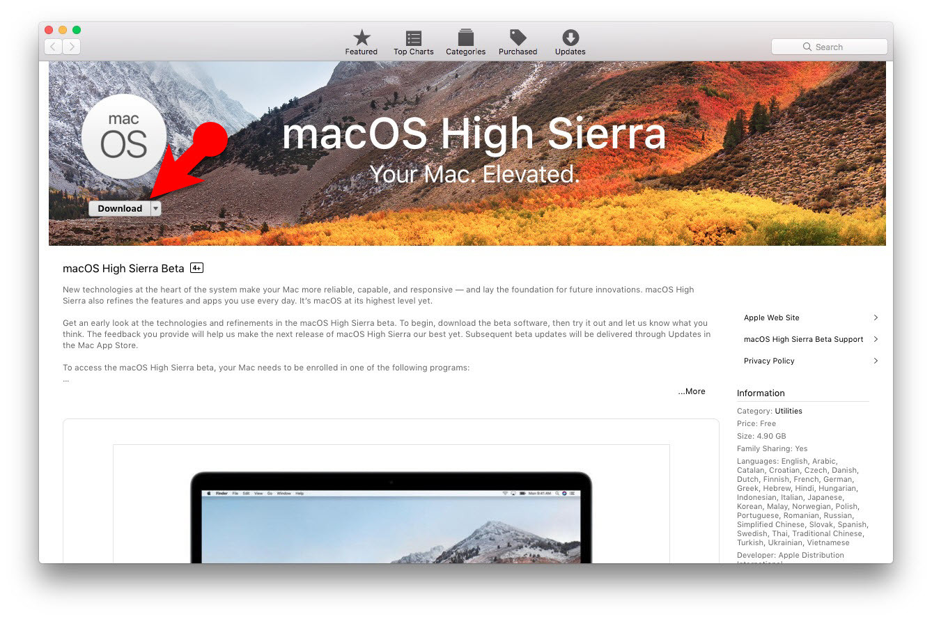how to download and install macos high sierra