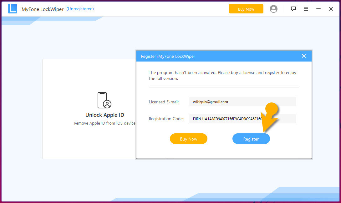 licensed email and registration code for imyfone lockwiper