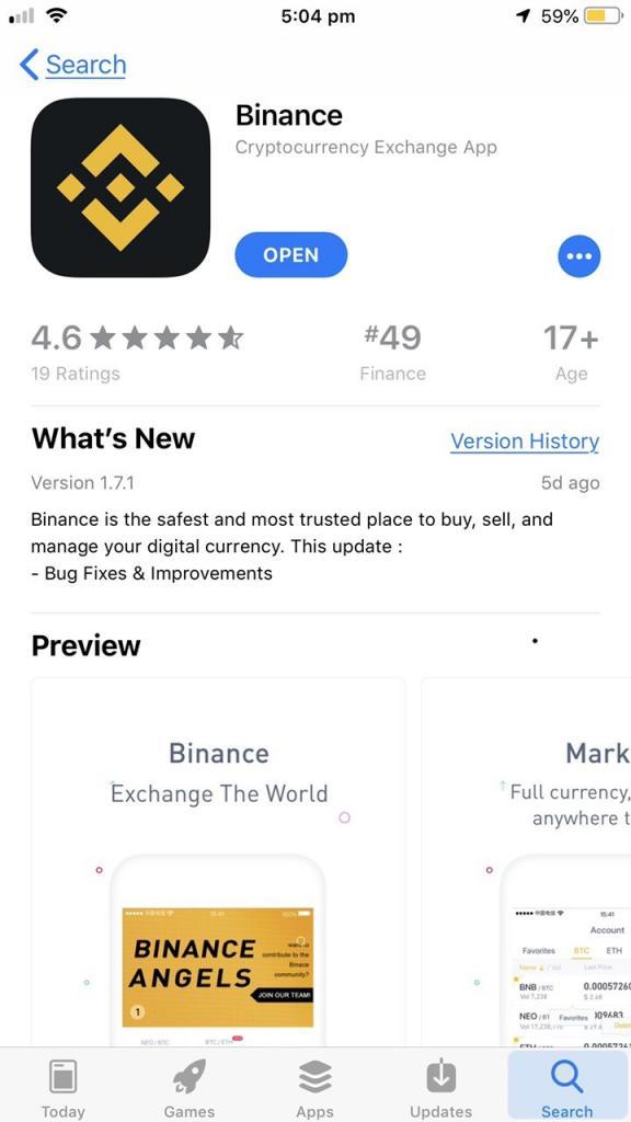 install binance on iphone