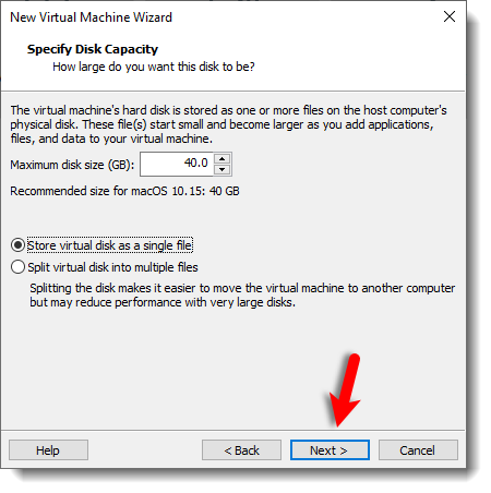 Specify Disk Capacity Catalina